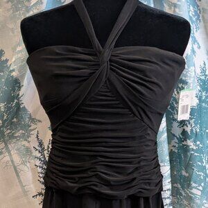 🖤 Anne Klein Black Halter Ruched Fit & Flare Dress | Size 8 | NWT